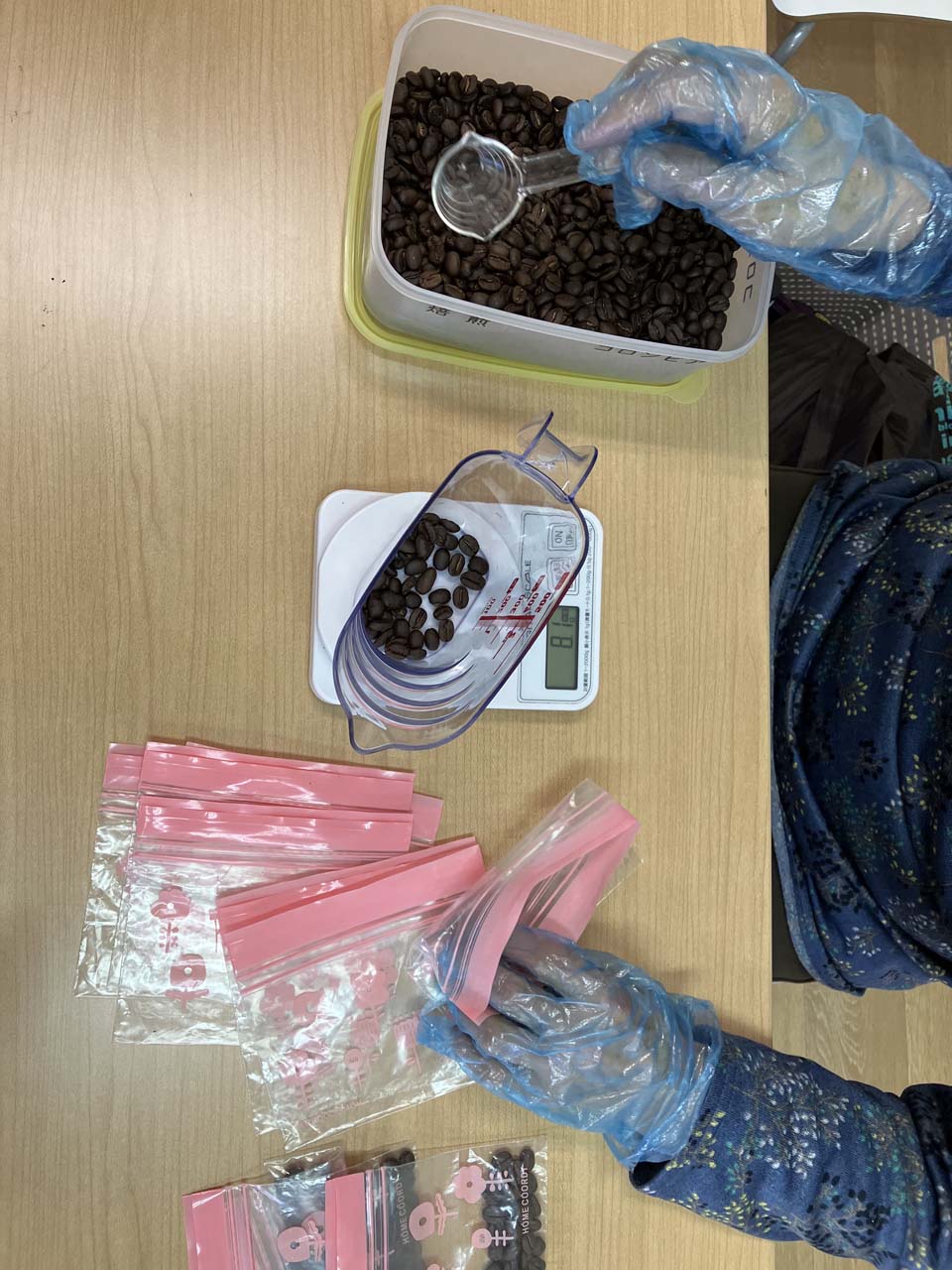 焙煎豆計量作業